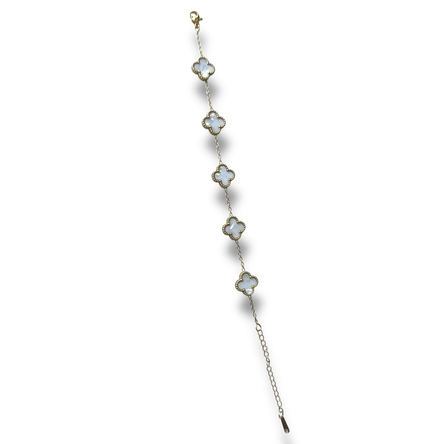 Beyaz Yonca Altın Bileklik