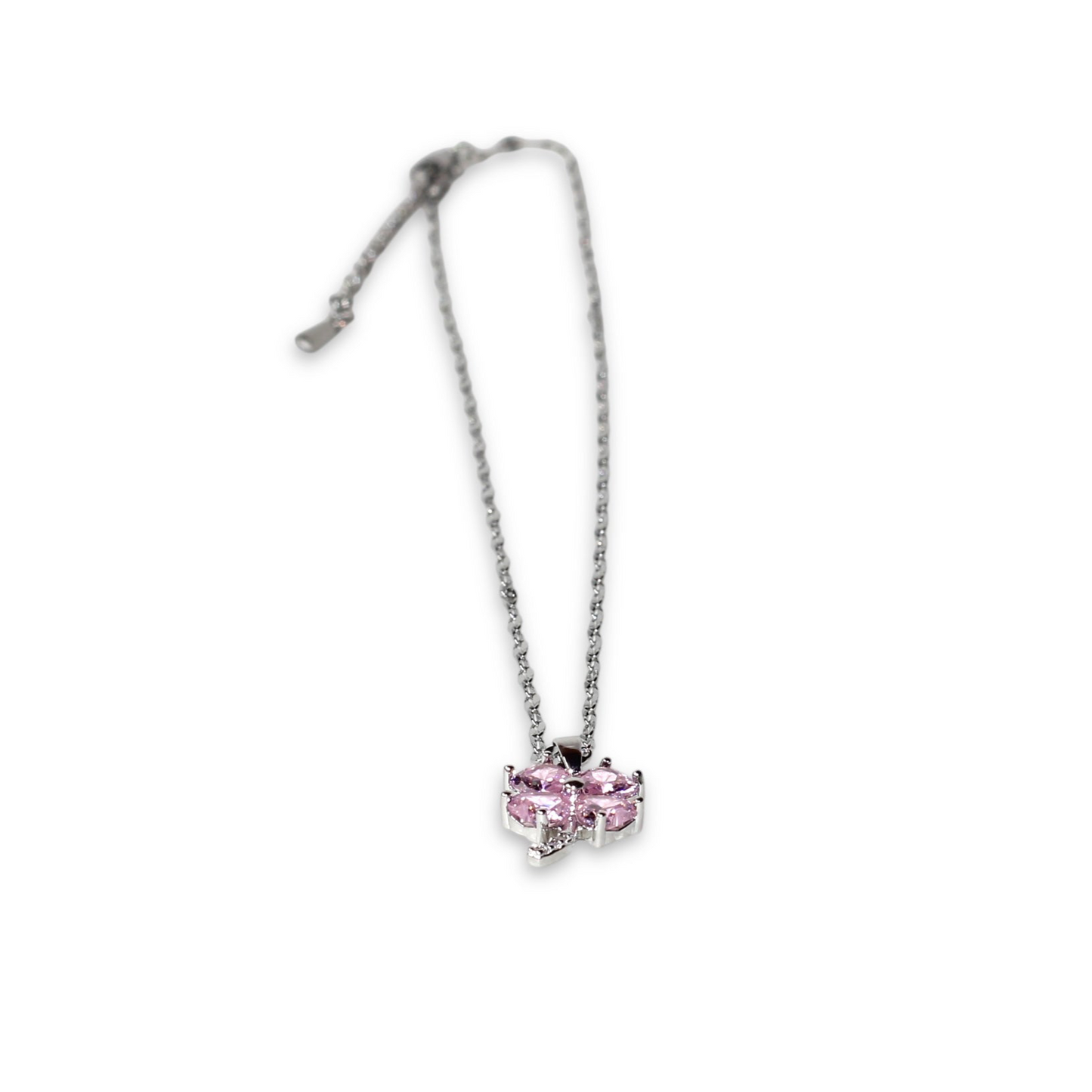 Pembe Çiçek Gümüş Kolye