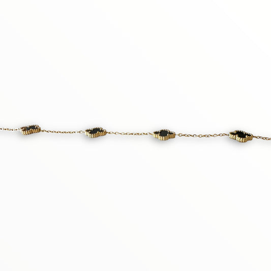 Siyah Yonca Altın Kolye