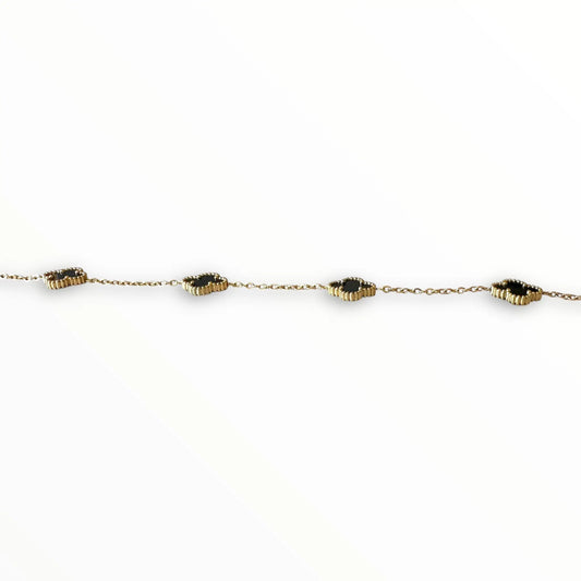 Siyah Yonca Altın Kolye