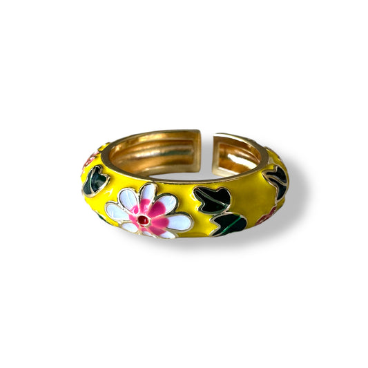 Sarı Mineli Çiçek Yüzük