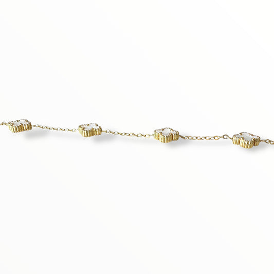 Küçük Beyaz Yonca Altın Bileklik