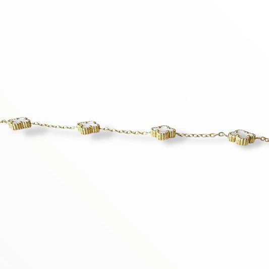 Küçük Beyaz Yonca Altın Bileklik