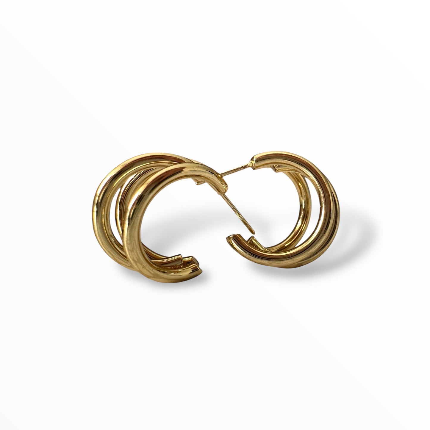 Üç Çizgili Altın Küpe