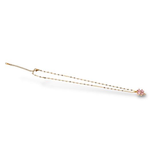 Pembe Çiçek Altın Kolye