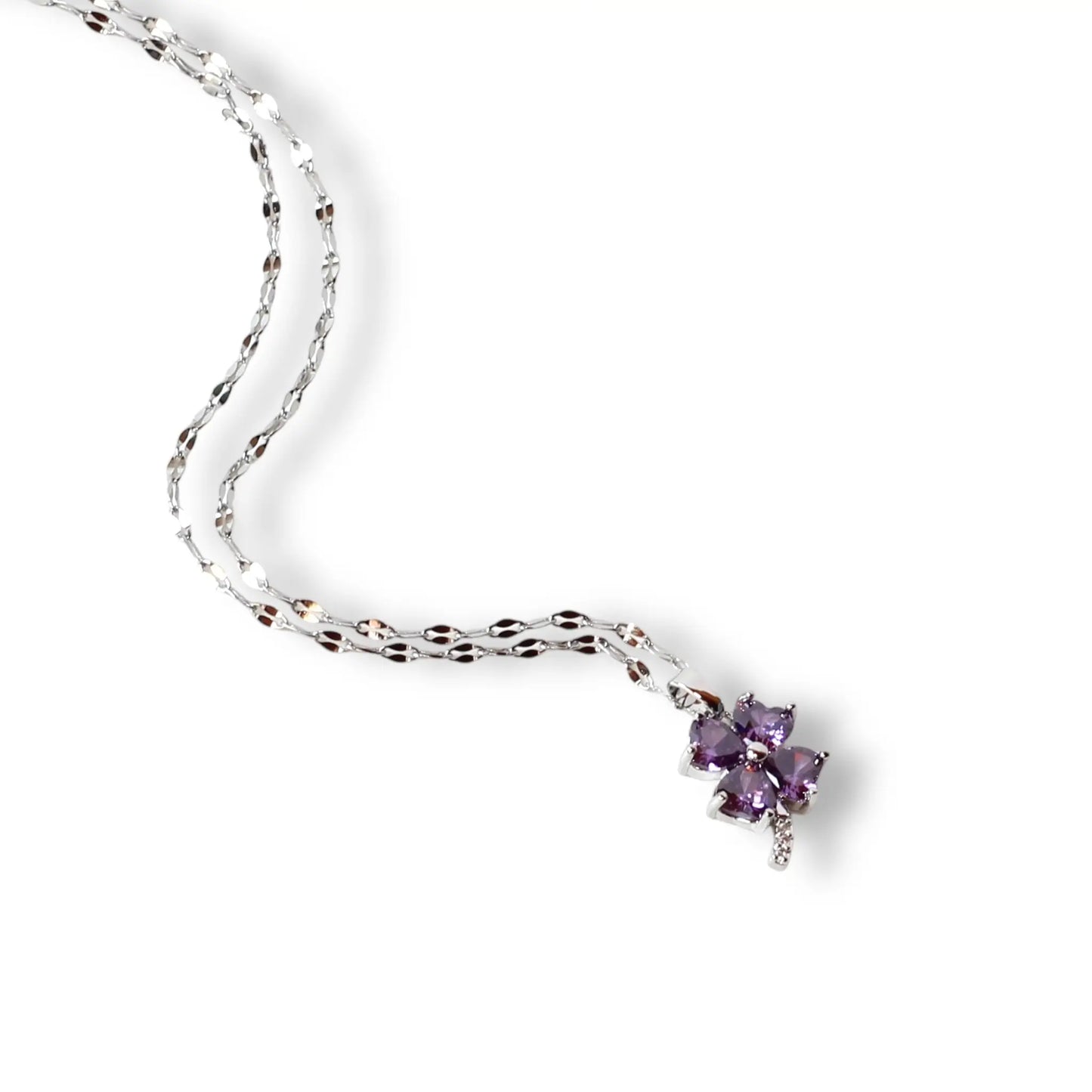 Mor Çiçek Gümüş Kolye