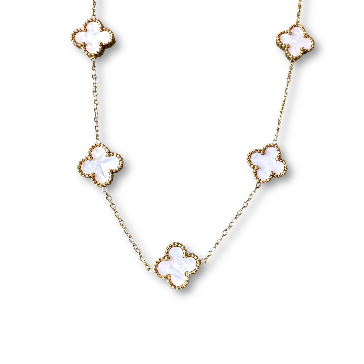Beyaz Yonca Altın Kolye