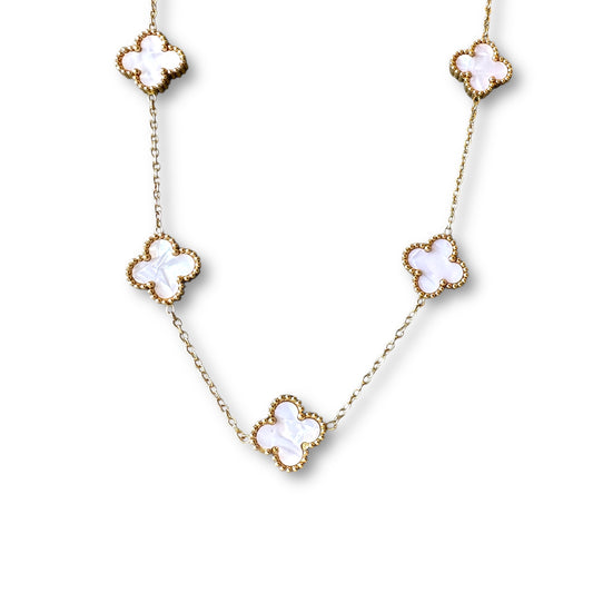 Beyaz Yonca Altın Kolye