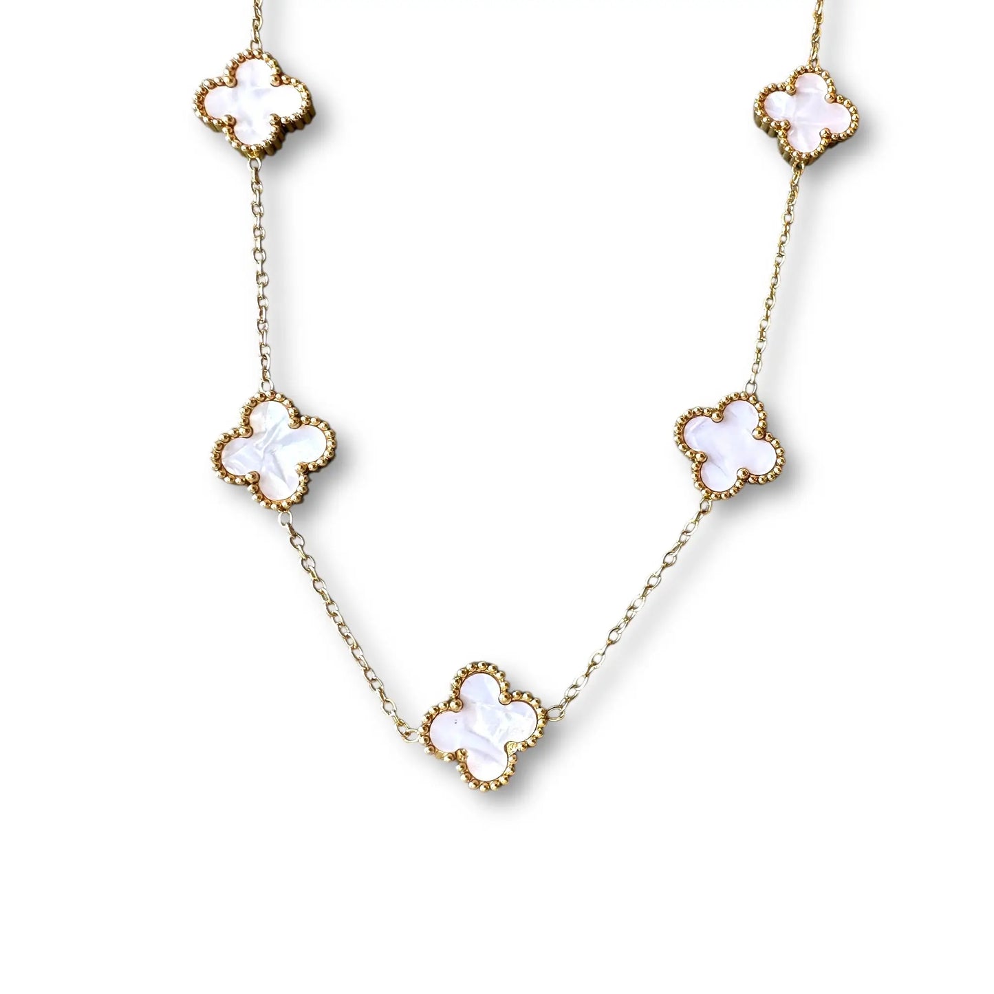 Beyaz Yonca Altın Kolye