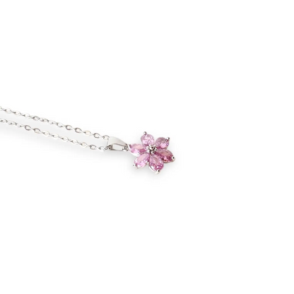 Pembe Lotus Gümüş Kolye