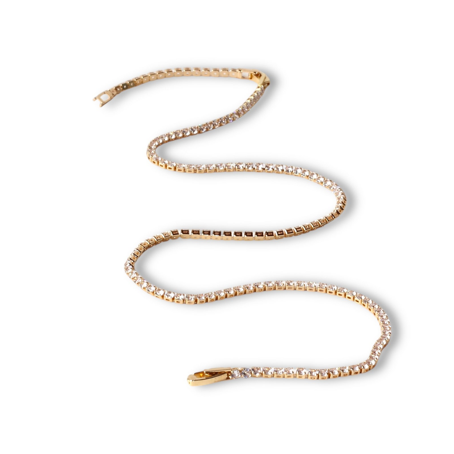 Su Yolu İnce Taşlı Altın Kolye