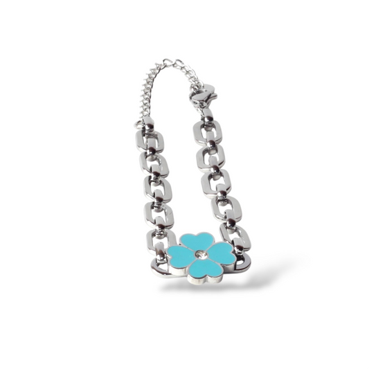 Mavi Pırlanta Çiçek Bileklik