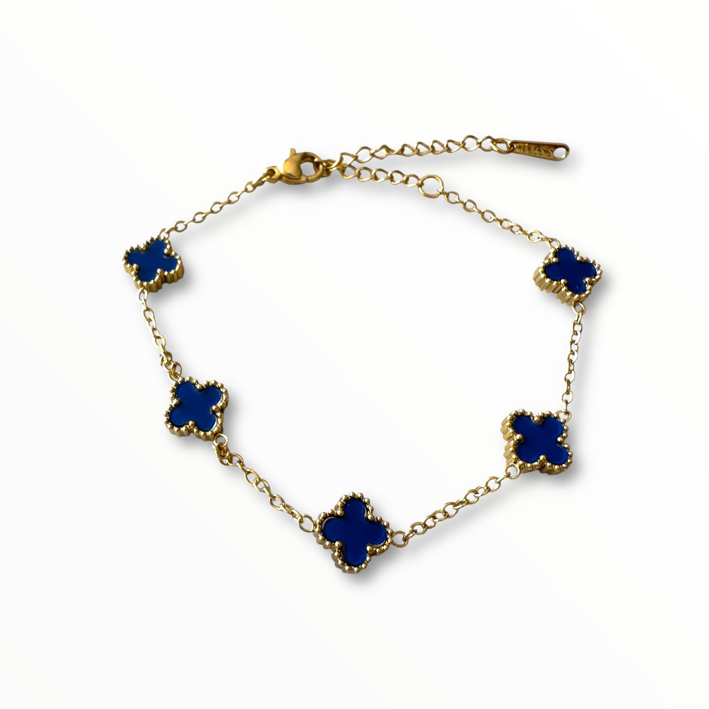 Küçük Lacivert Yonca Altın Bileklik