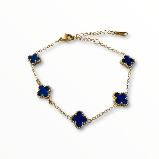 Küçük Lacivert Yonca Altın Bileklik