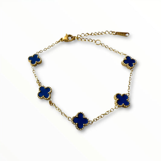 Küçük Lacivert Yonca Altın Bileklik