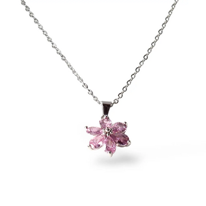 Pembe Lotus Gümüş Kolye