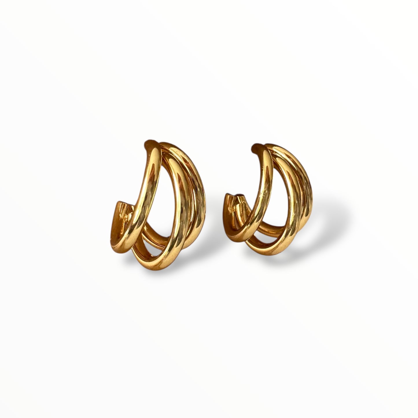 Üç Çizgili Altın Küpe