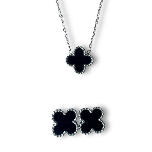 Siyah Yonca Gümüş Set