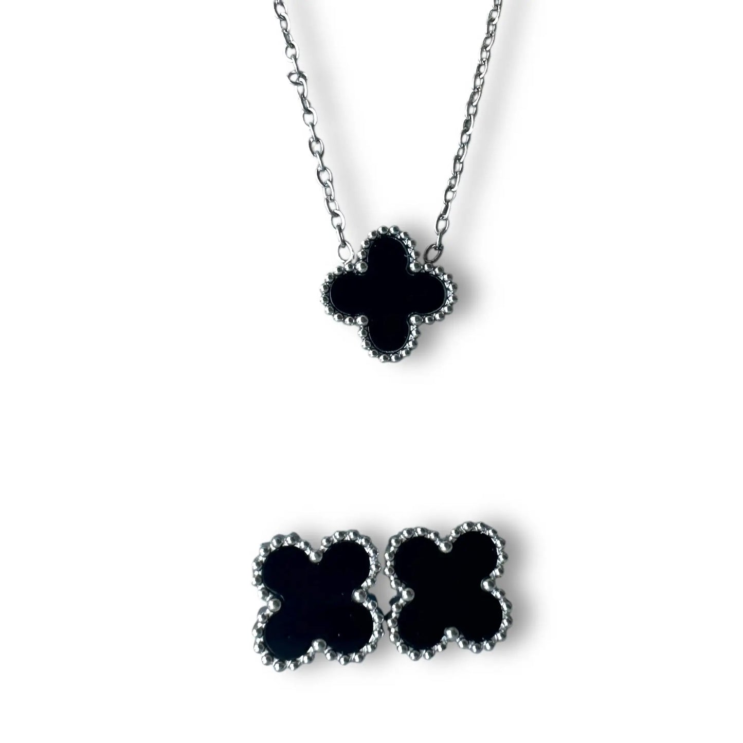 Siyah Yonca Gümüş Set