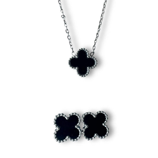 Siyah Yonca Gümüş Set