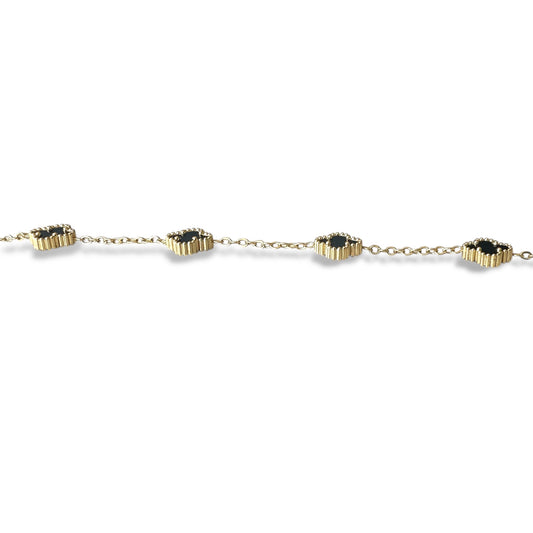 Küçük Siyah Yonca Altın Bileklik