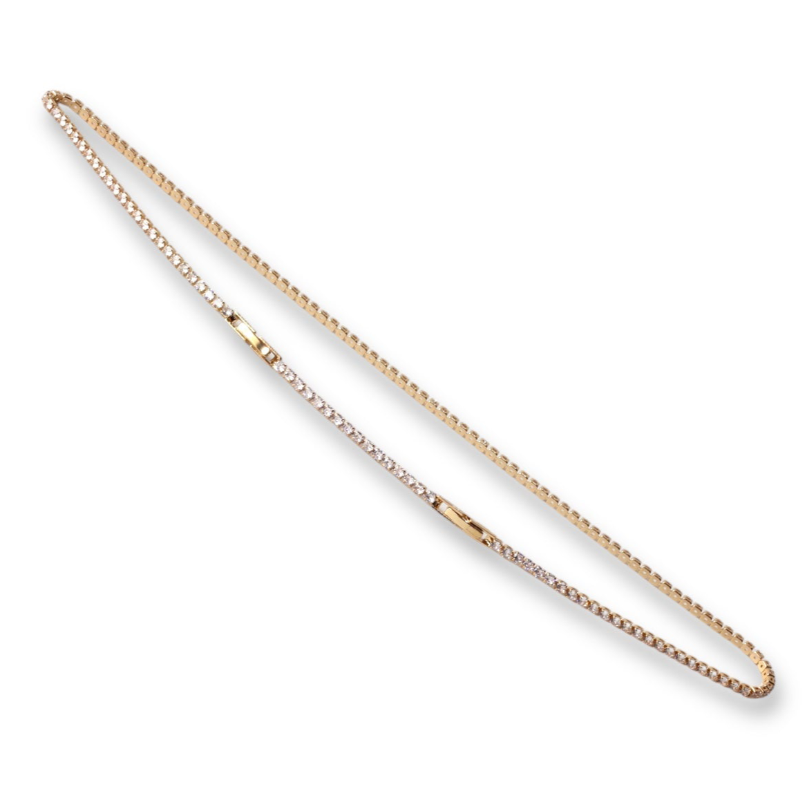 Su Yolu İnce Taşlı Altın Kolye