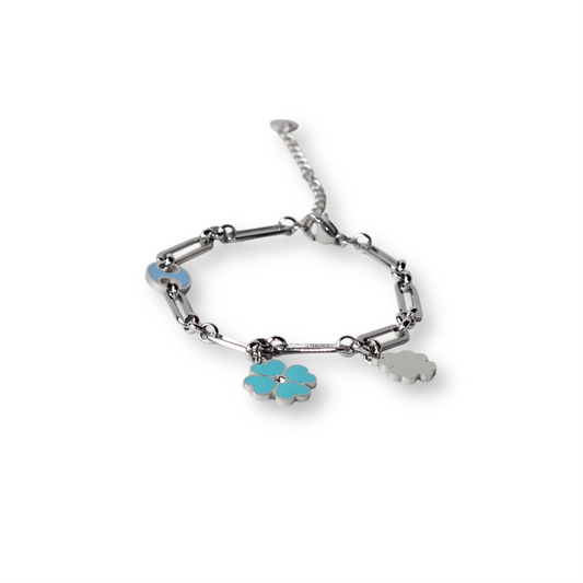 Mavi Gümüş Çiçek Bileklik