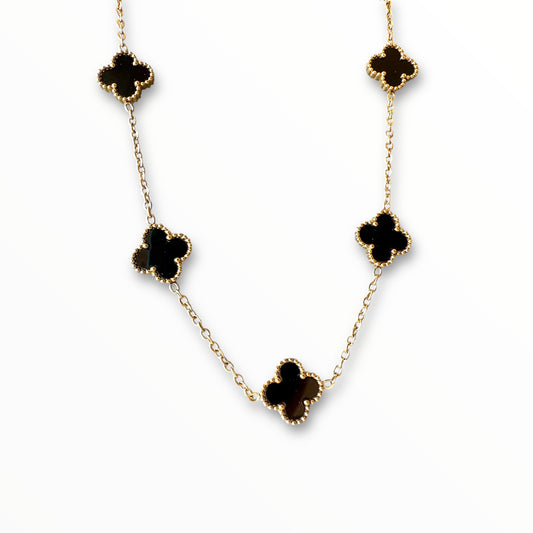 Siyah Yonca Altın Kolye