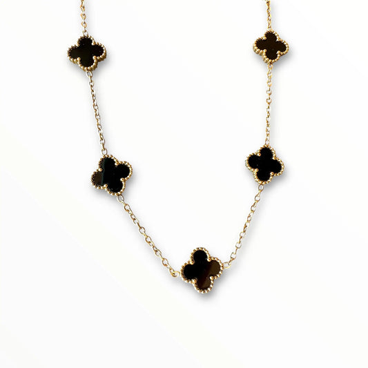 Siyah Yonca Altın Kolye