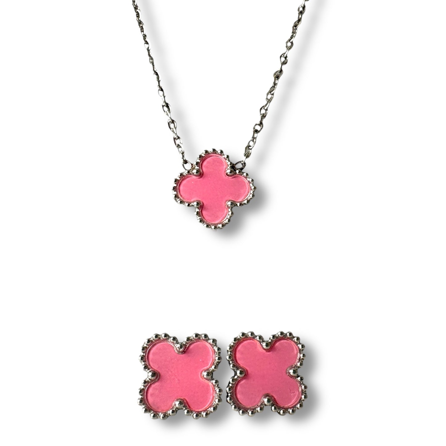 Pembe Yonca Gümüş Set