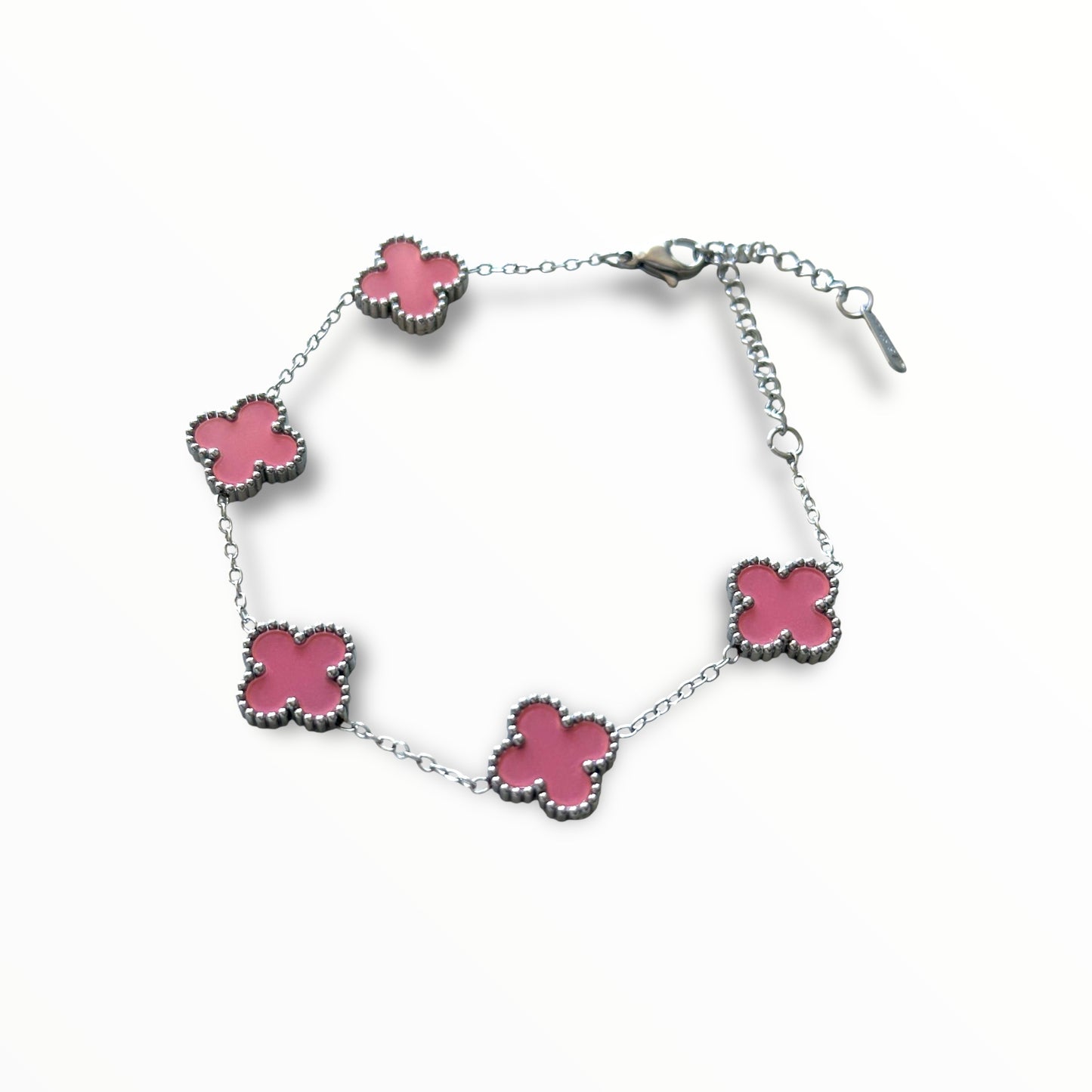 Pembe Yonca Gümüş Bileklik