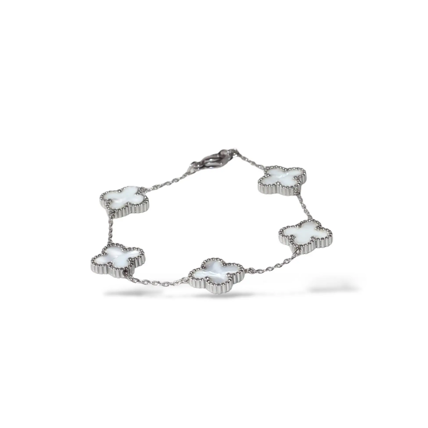 Beyaz Yonca Gümüş Bileklik