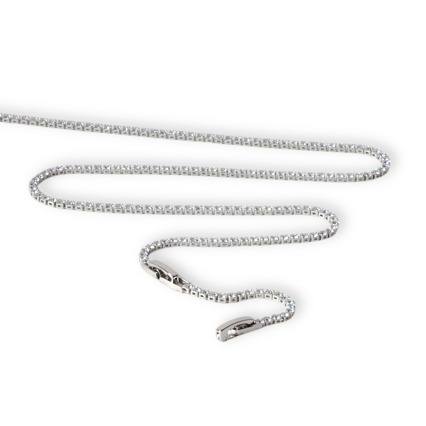 Su Yolu İnce Taşlı Gümüş Kolye