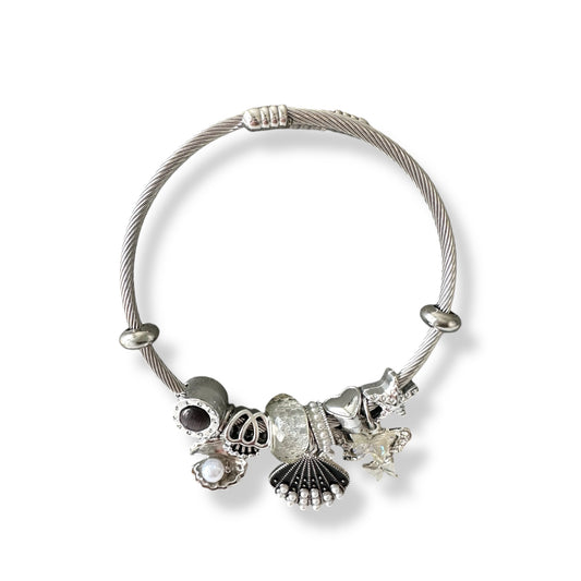 Siyah Deniz Kabuğu Gümüş Pandora