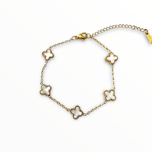 Küçük Beyaz Yonca Altın Bileklik