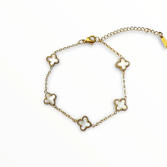 Küçük Beyaz Yonca Altın Bileklik