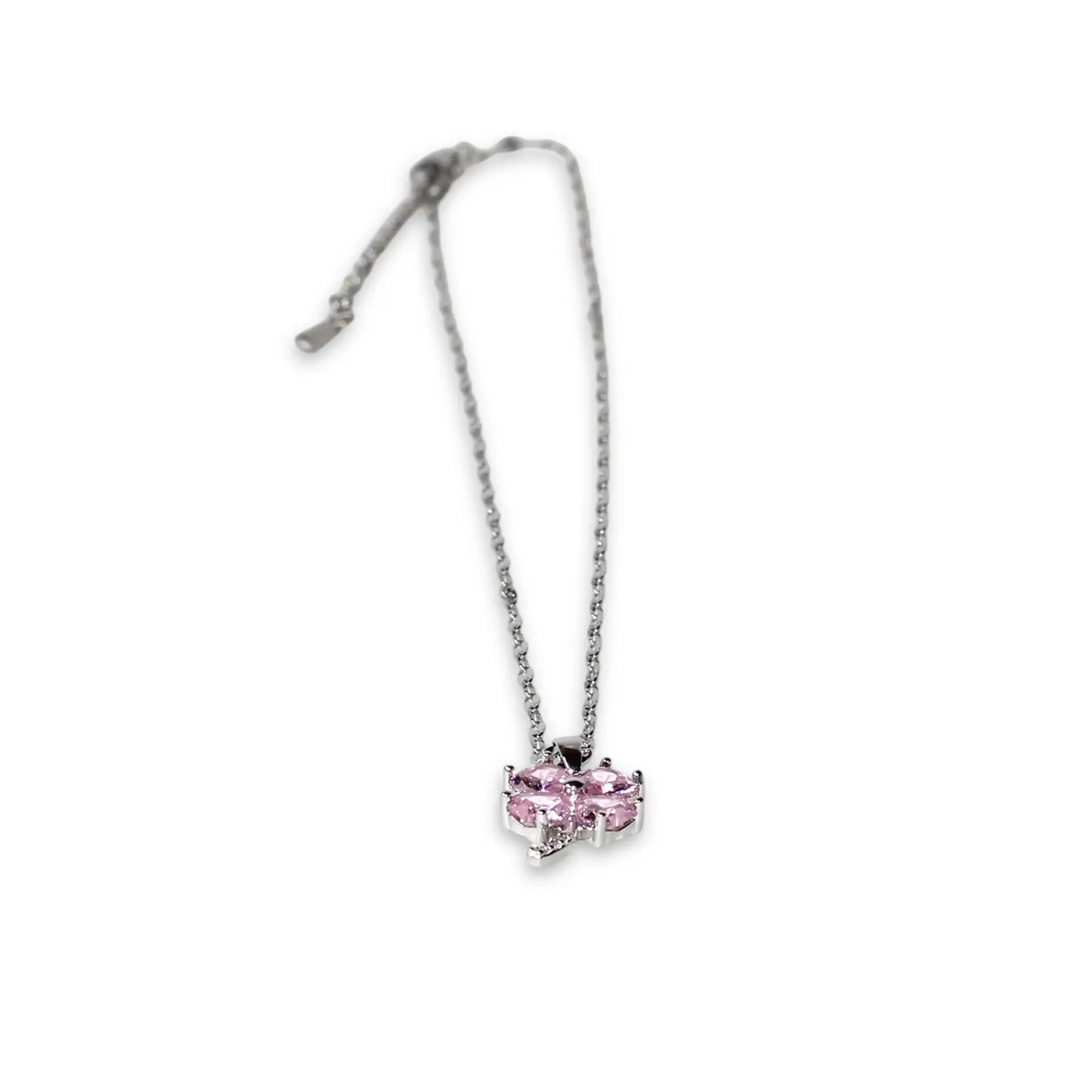 Pembe Çiçek Gümüş Kolye