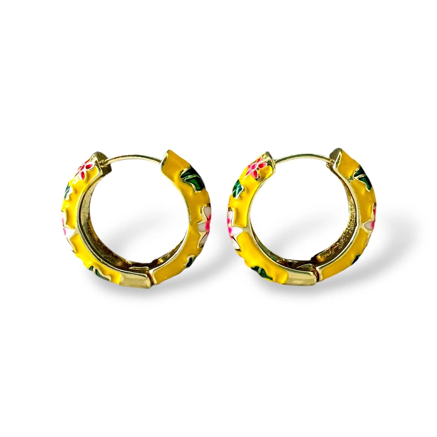 Sarı Çiçekli Mineli Küpe