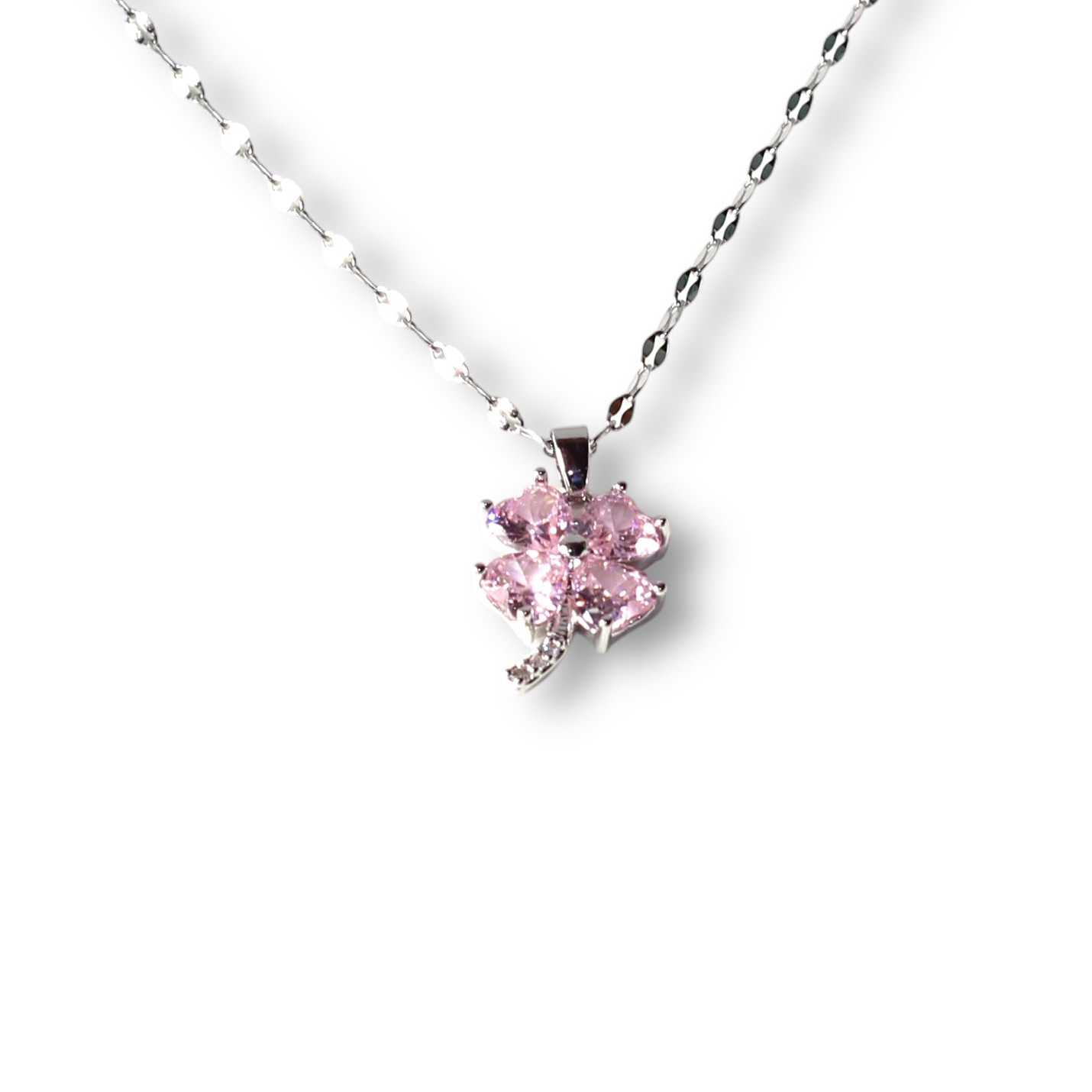 Pembe Çiçek Gümüş Kolye