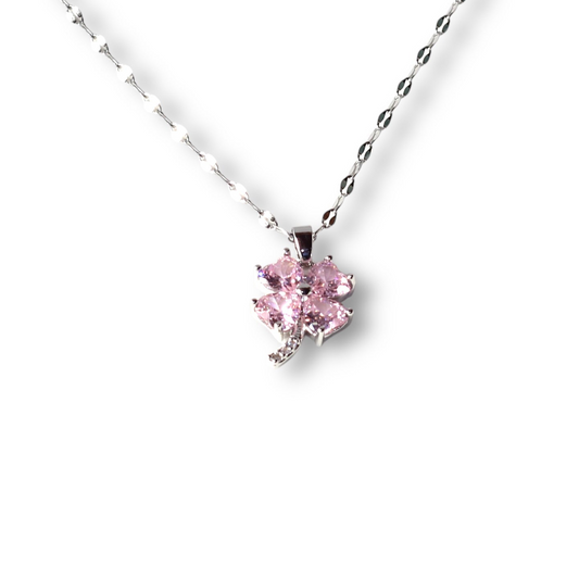 Pembe Çiçek Gümüş Kolye