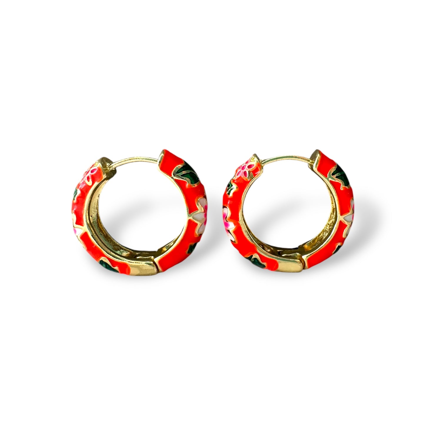 Turuncu Çiçekli Mineli Küpe