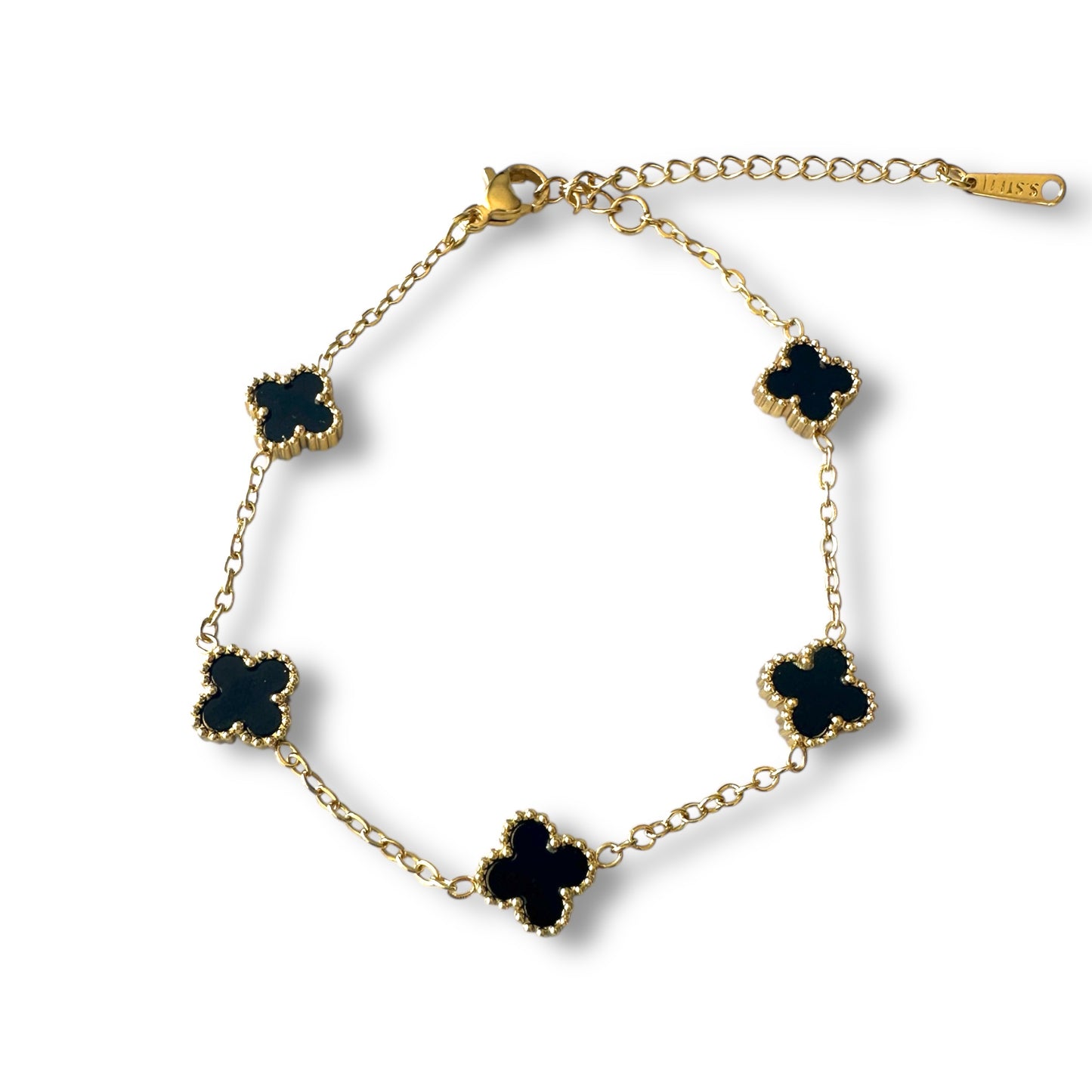 Küçük Siyah Yonca Altın Bileklik