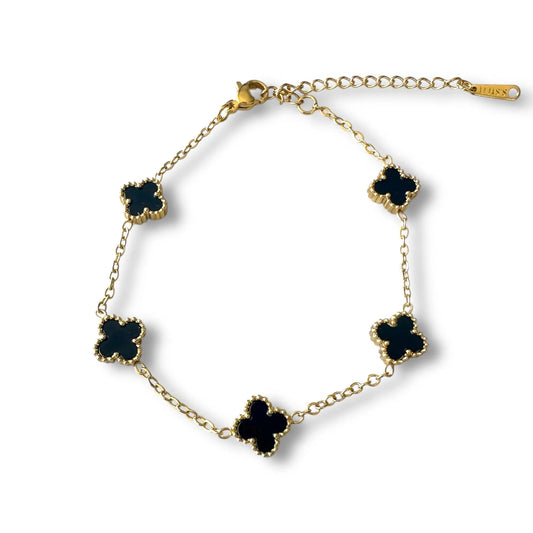 Küçük Siyah Yonca Altın Bileklik