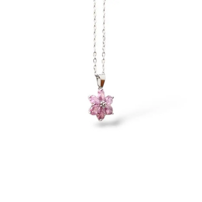 Pembe Lotus Gümüş Kolye