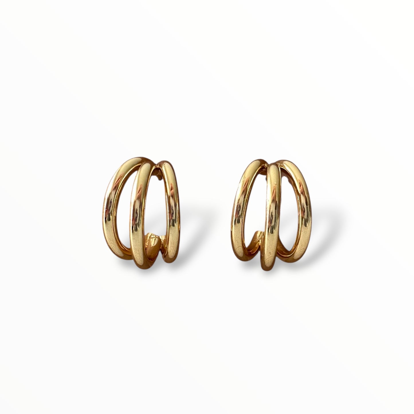 Üç Çizgili Altın Küpe