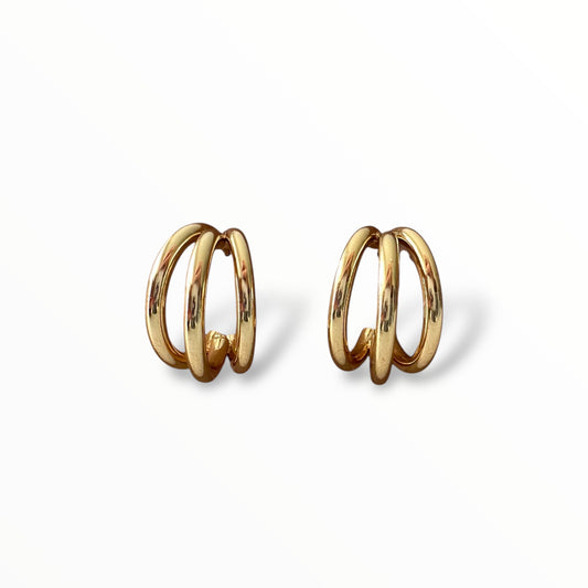 Üç Çizgili Altın Küpe