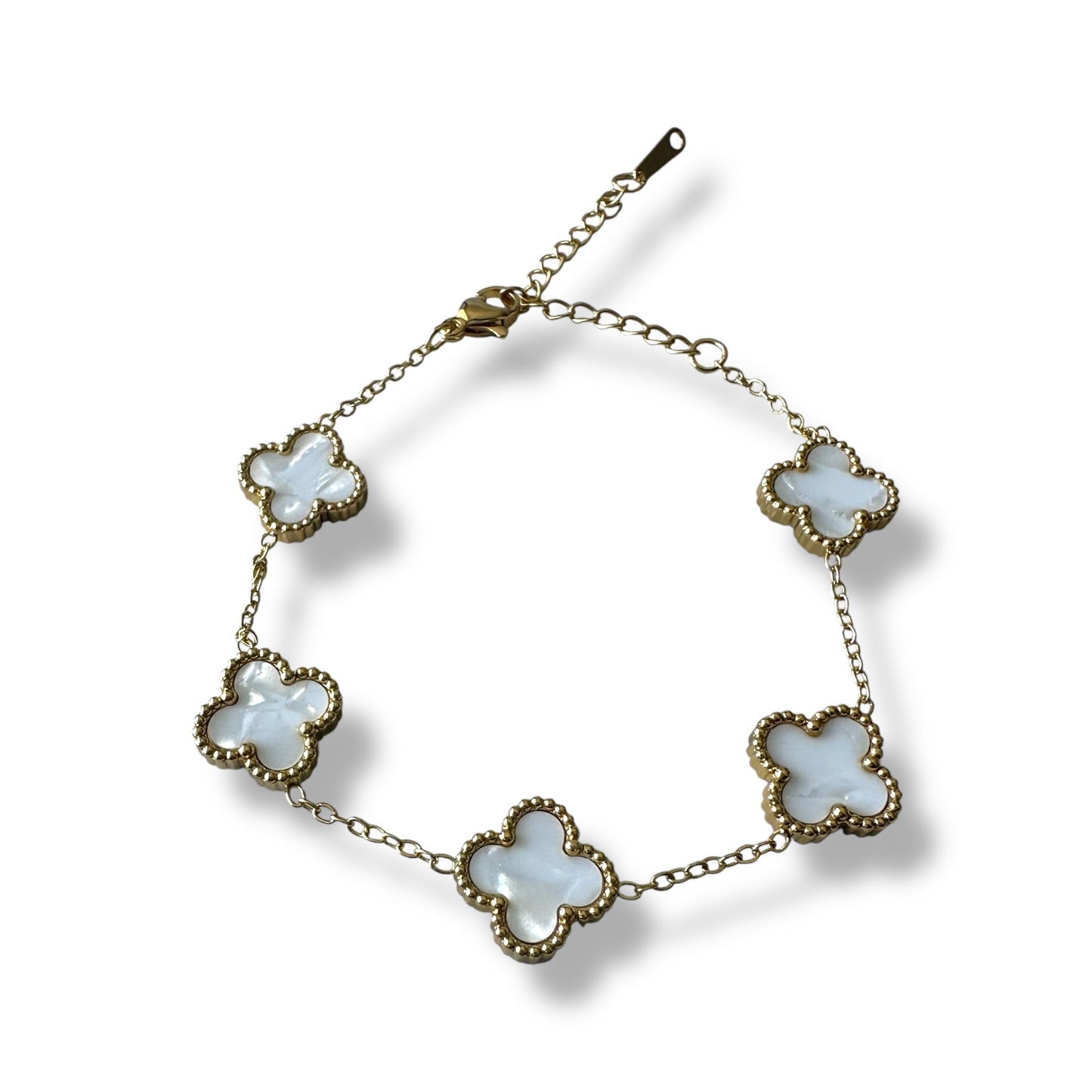 Beyaz Yonca Altın Bileklik