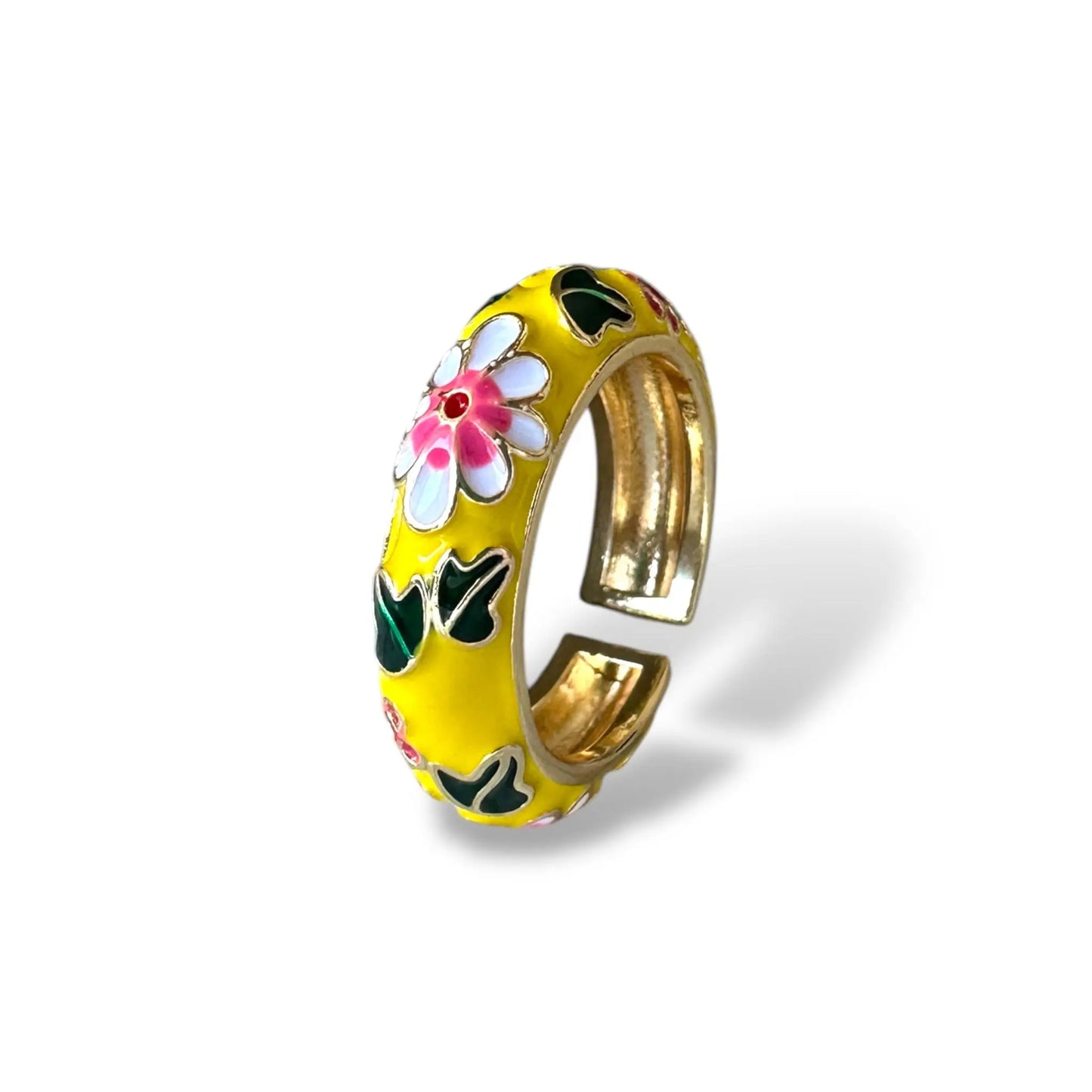 Sarı Mineli Çiçek Yüzük