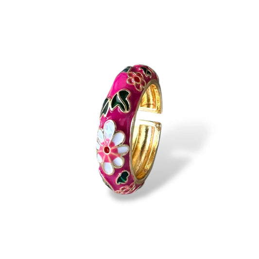 Pembe Mineli Çiçek Yüzük