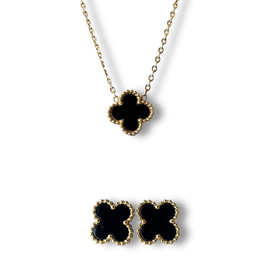 Siyah Yonca Altın Set